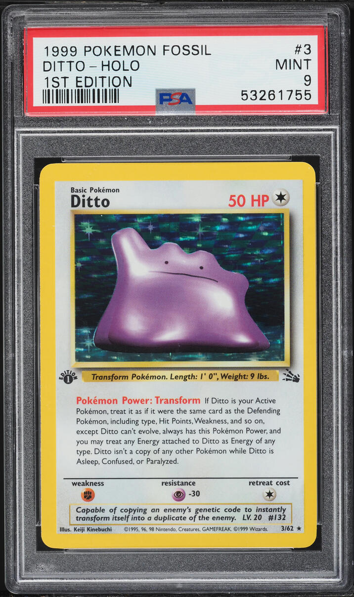 1999 Pokemon Fossil 1st Edition Holo Ditto #3 PSA 9 MINT