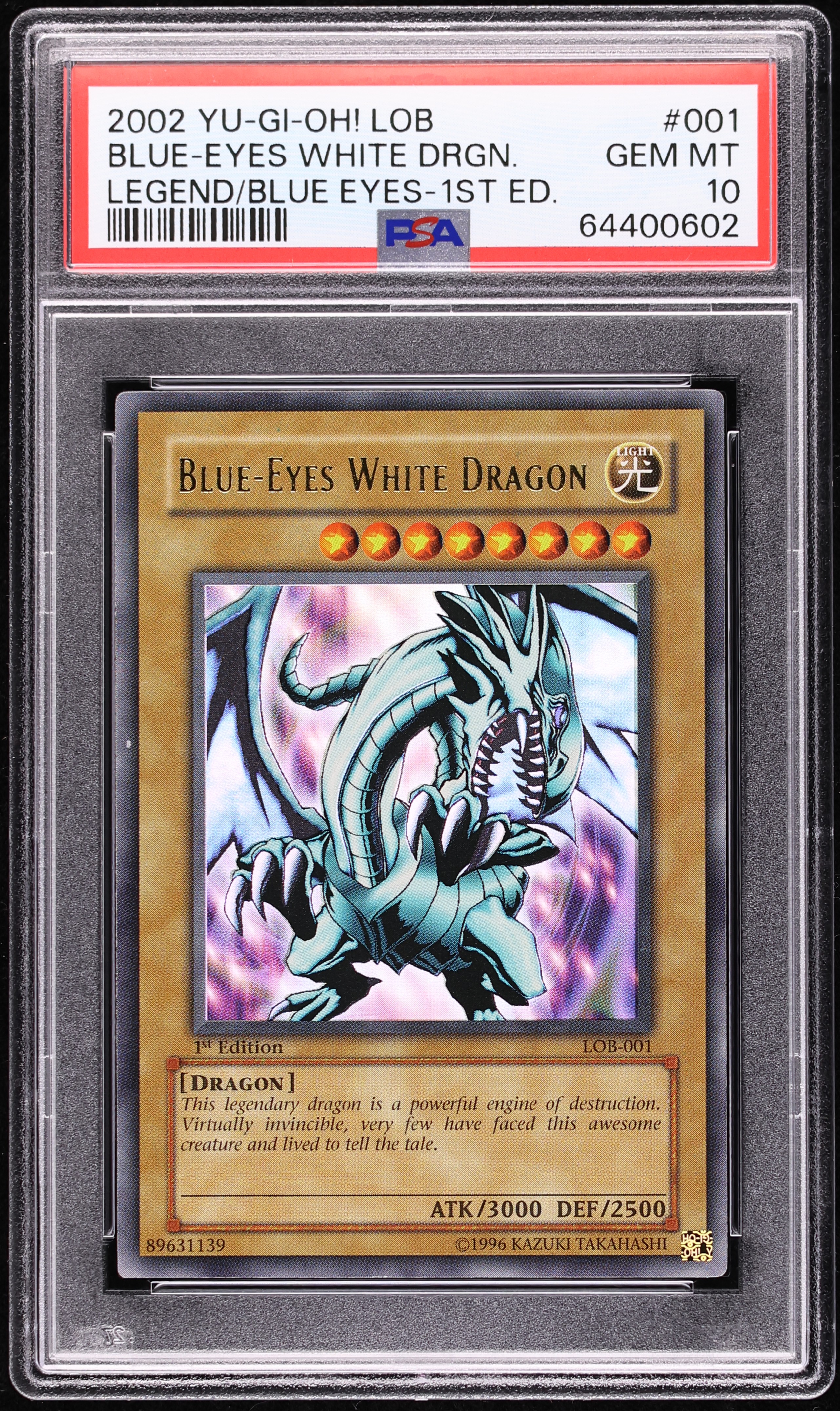 2002 Yu-Gi-Oh! LOB 1st Edition Blue-Eyes White Dragon #LOB-001 PSA