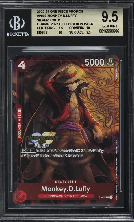 2022 One Piece Championship Promo Silver Foil Monkey D. Luffy BGS