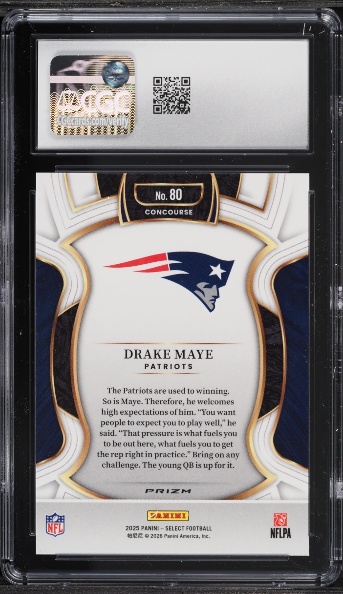 2025 Select Concourse Red & Blue Shock Drake Maye #80 CGC 9 MINT