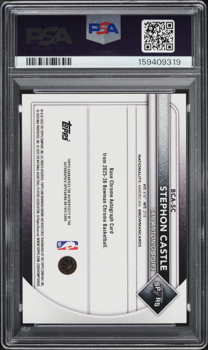 2025 Bowman Chrome Blue Xfractor Stephon Castle AUTO /150 #BCA-SC PSA 9 MINT