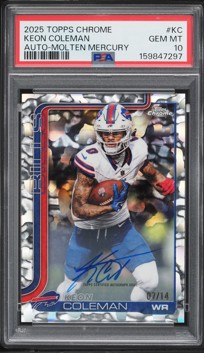 2025 Topps Chrome Molten Mercury Keon Coleman AUTO /14 #BA-KC PSA 10 GEM MINT
