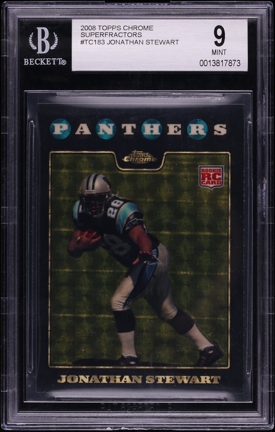 2008 Topps Chrome Superfractors Jonathan Stewart ROOKIE 1/1 #TC183 BGS 9 MINT