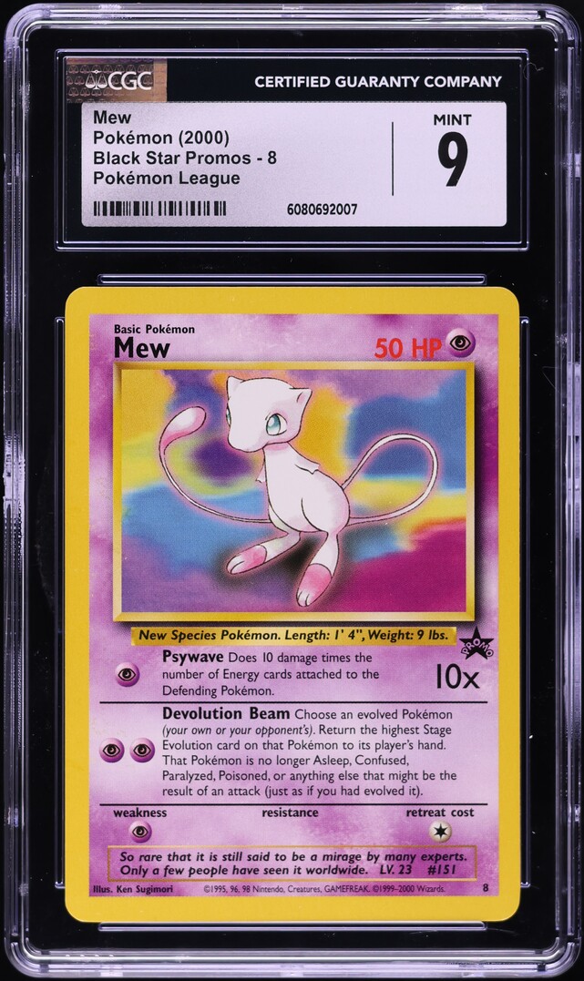 2000 Pokemon League Black Star Promo Mew #8 CGC 9 MINT