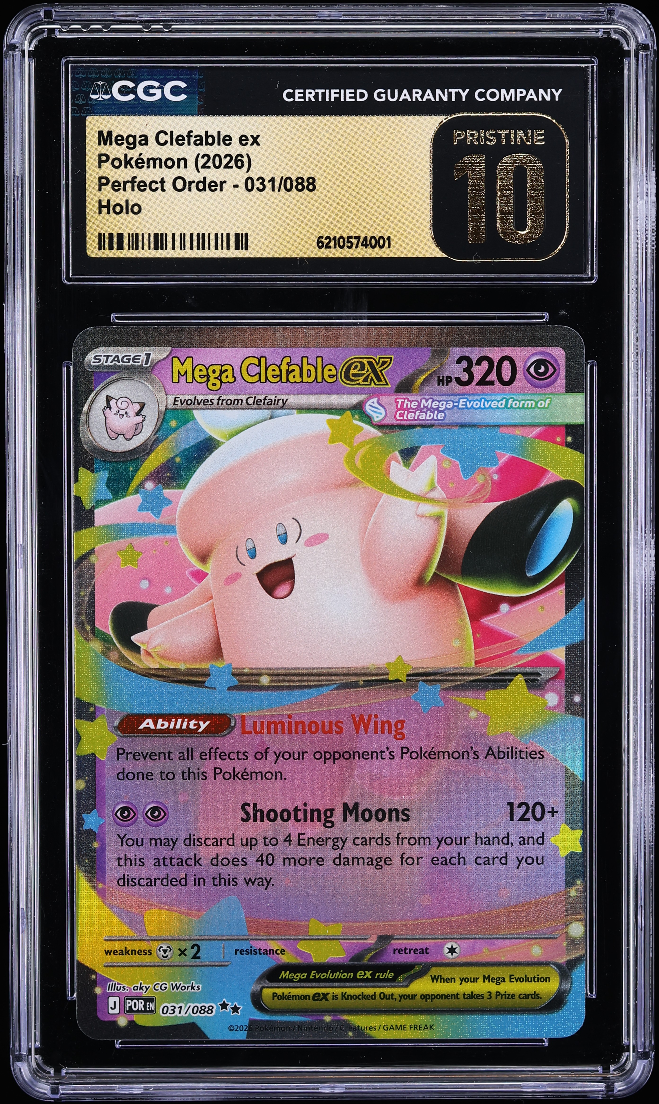 2026 Pokemon Mega Evolution Perfect Order Holo Mega Clefable ex #31 CGC 10 PRISTINE