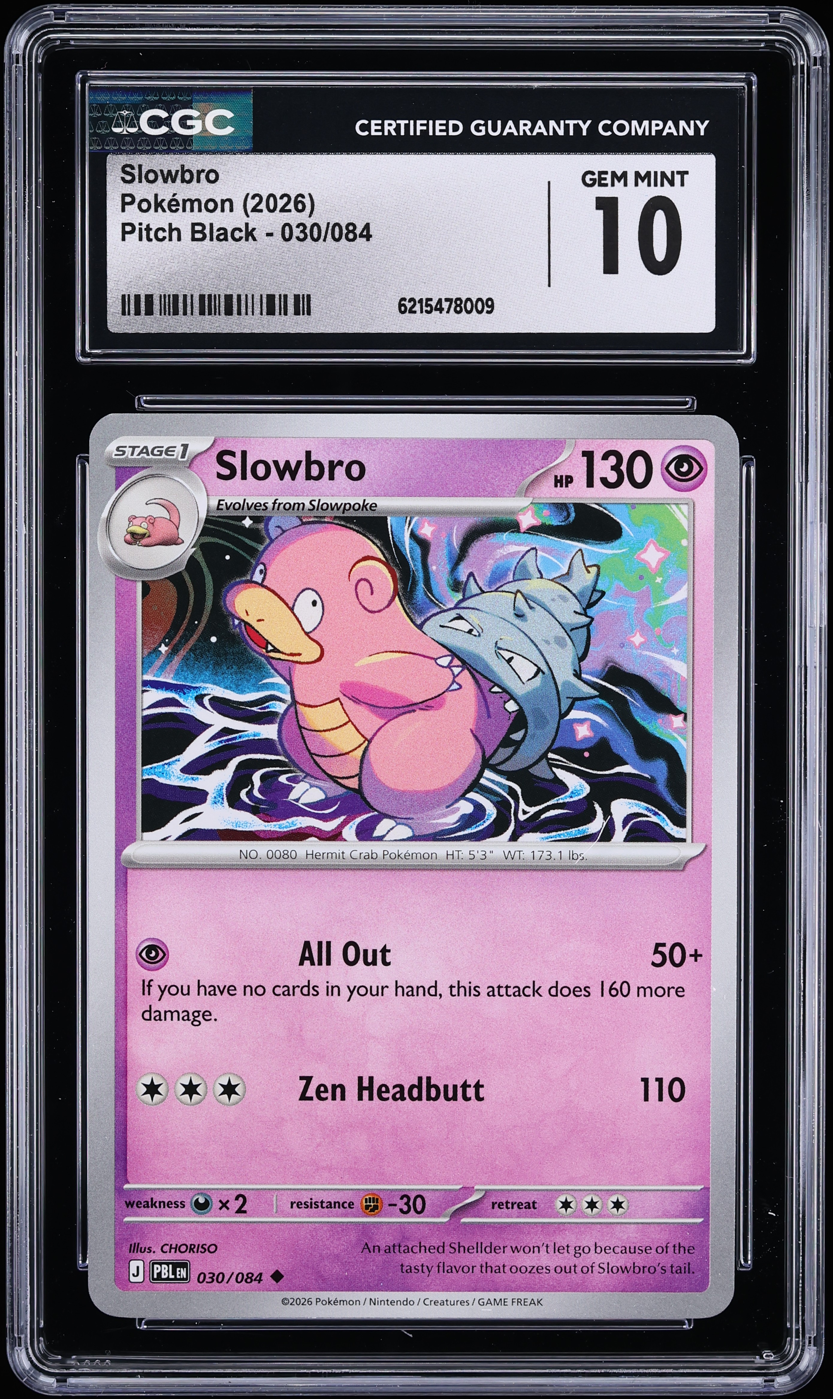 2026 Pokemon Mega Evolution Pitch Black Slowbro #30 CGC 10 GEM MINT