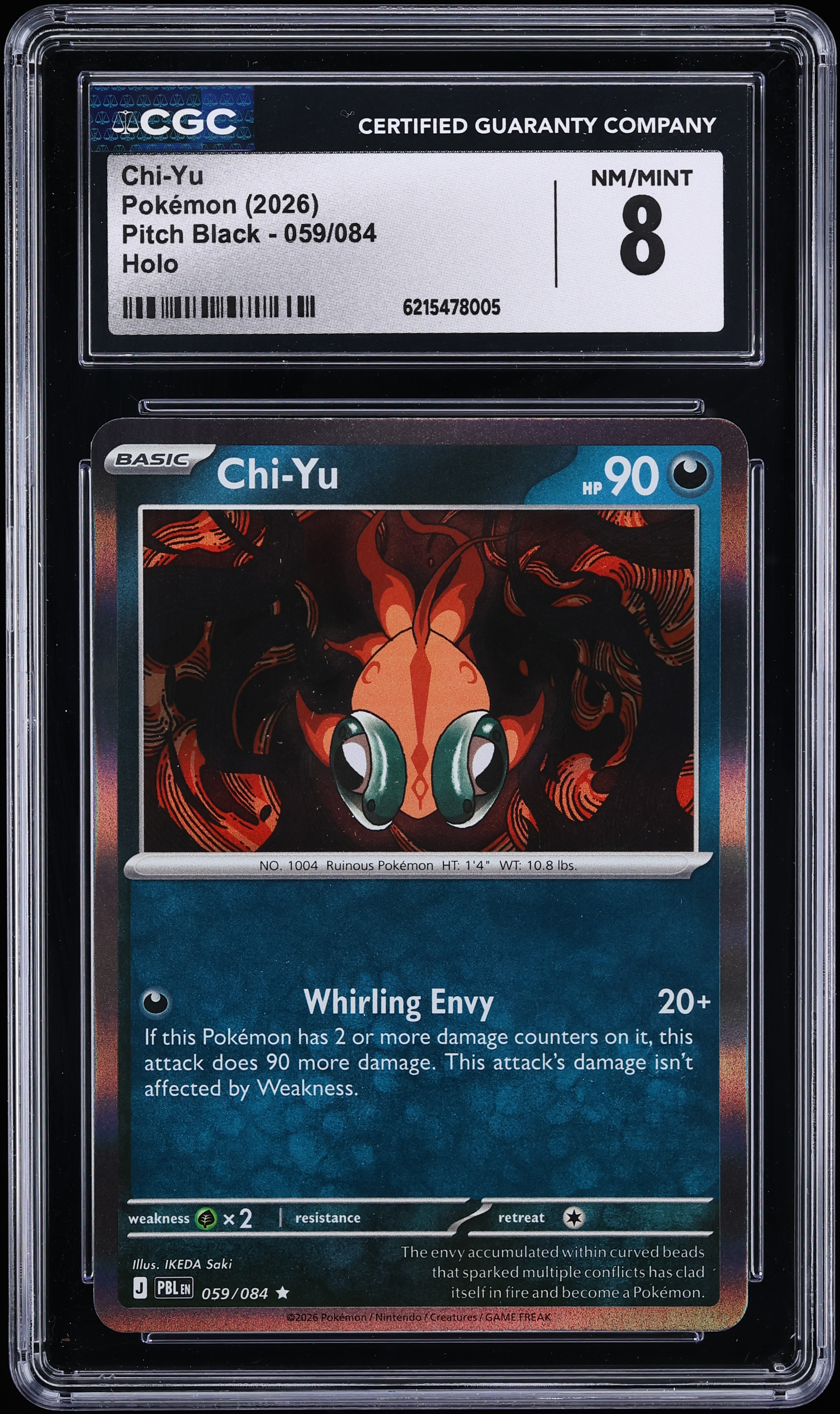 2026 Pokemon Mega Evolution Pitch Black Holo Chi-Yu #59 CGC 8 NM-MT
