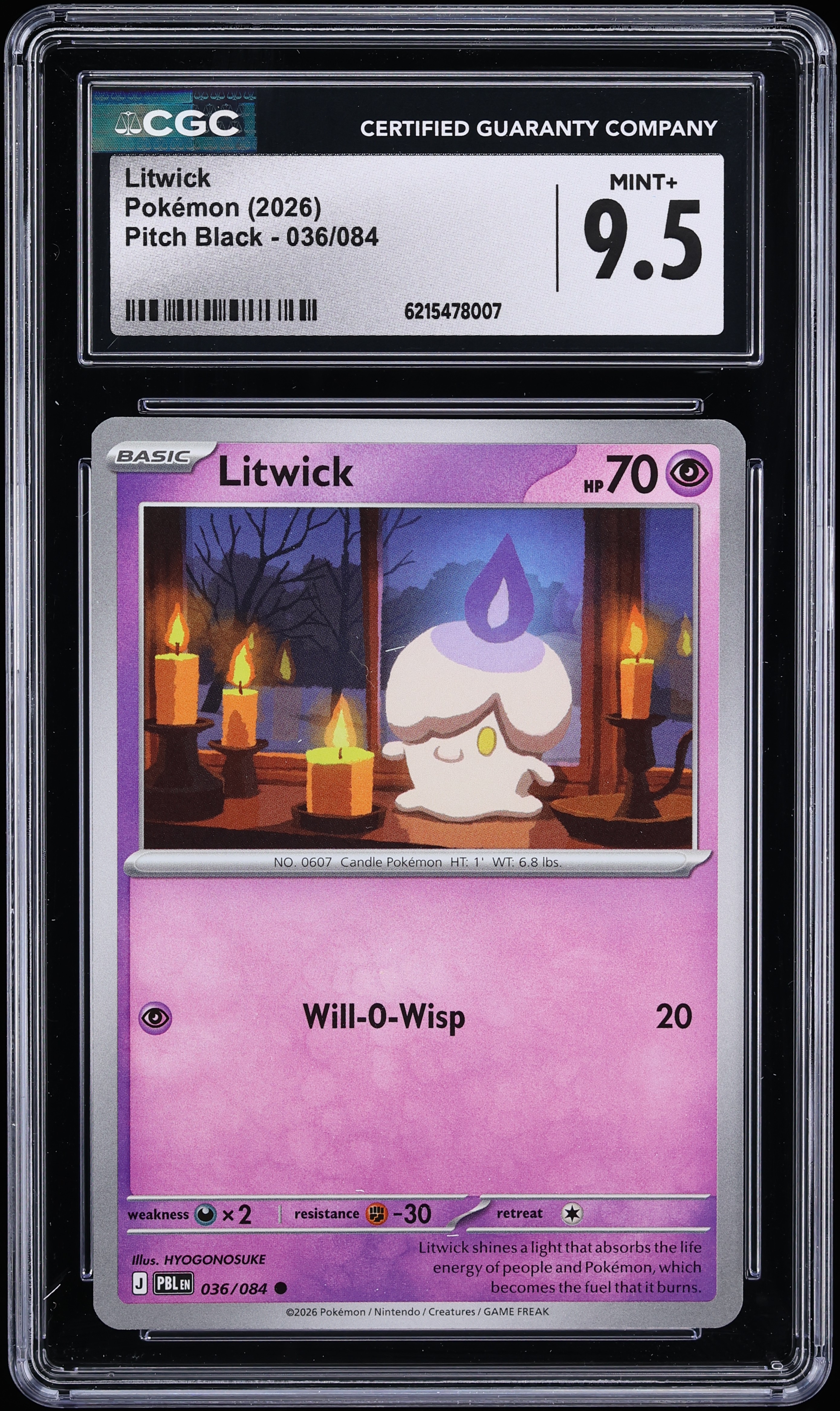 2026 Pokemon Mega Evolution Pitch Black Litwick #36 CGC 9.5 MINT+