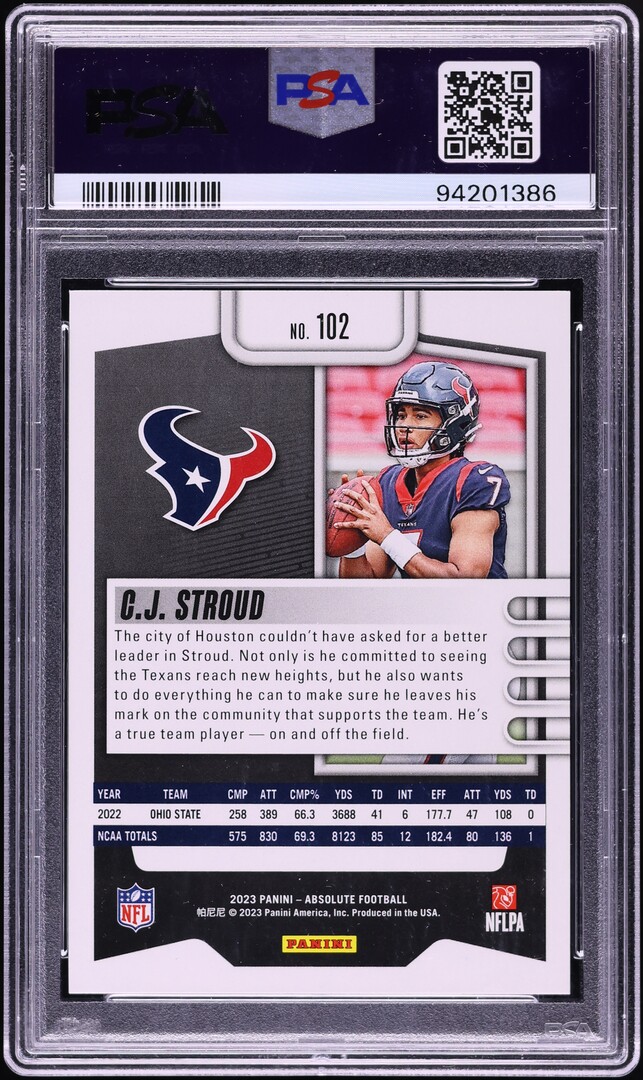 2023 Absolute Football C.J. Stroud ROOKIE #102 PSA 9 MINT