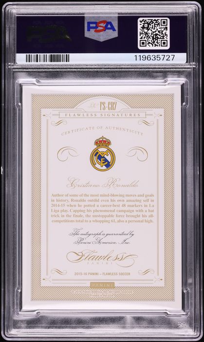 2015 Panini Flawless Signatures Gold Proof Cristiano Ronaldo AUTO DNA 10 1/1 #FS-CR7 PSA 10 GEM