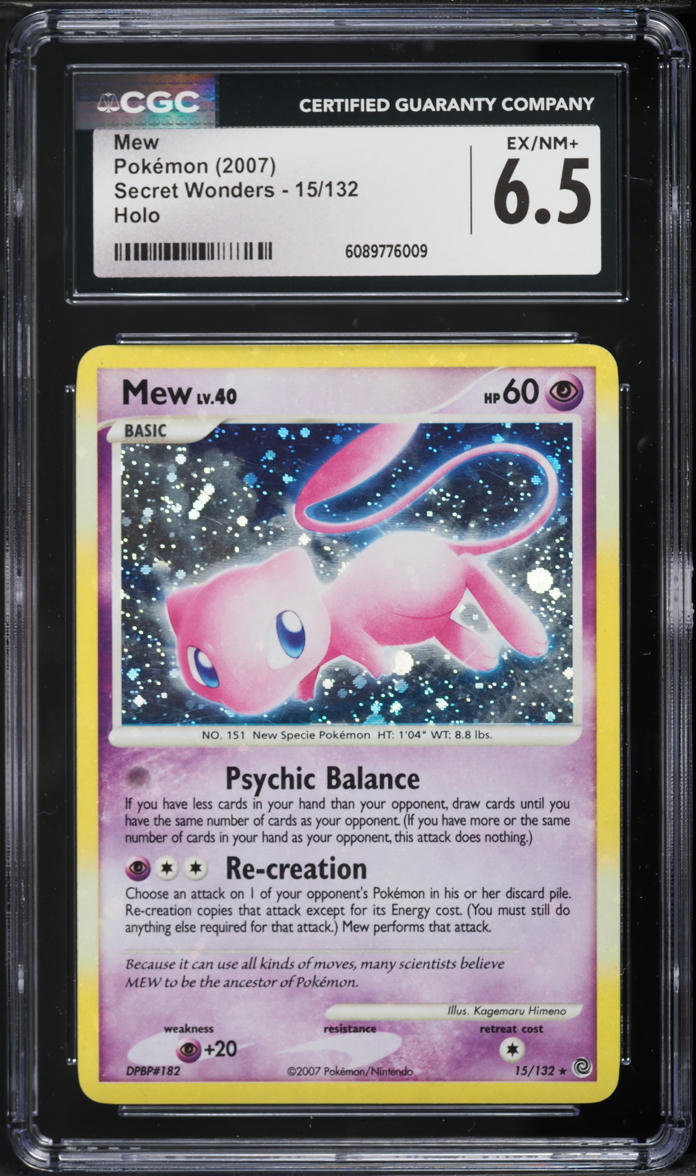 2007 Pokemon Diamond & Pearl Secret Wonders Holo Mew #15 CGC 6.5 EXMT+