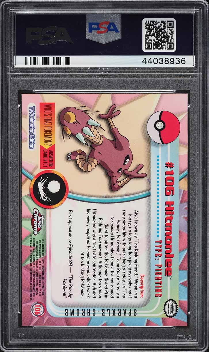 2000 Topps Chrome Pokemon Series 2 Sparkle Hitmonlee #106 PSA 10 GEM MINT