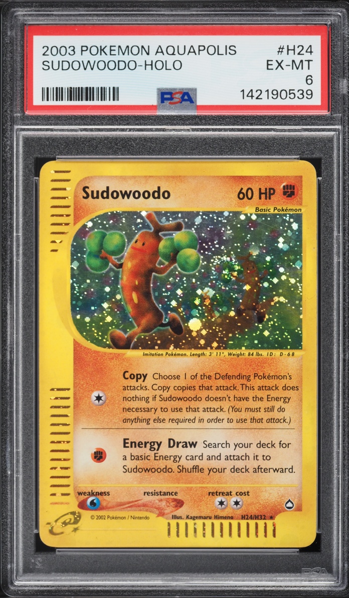 2003 Pokemon Aquapolis Holo Sudowoodo #H24 PSA 6 EXMT