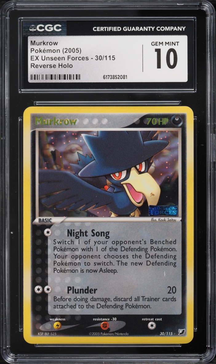 2005 Pokemon EX Unseen Forces Reverse Holo Murkrow #30 CGC 10 GEM MINT