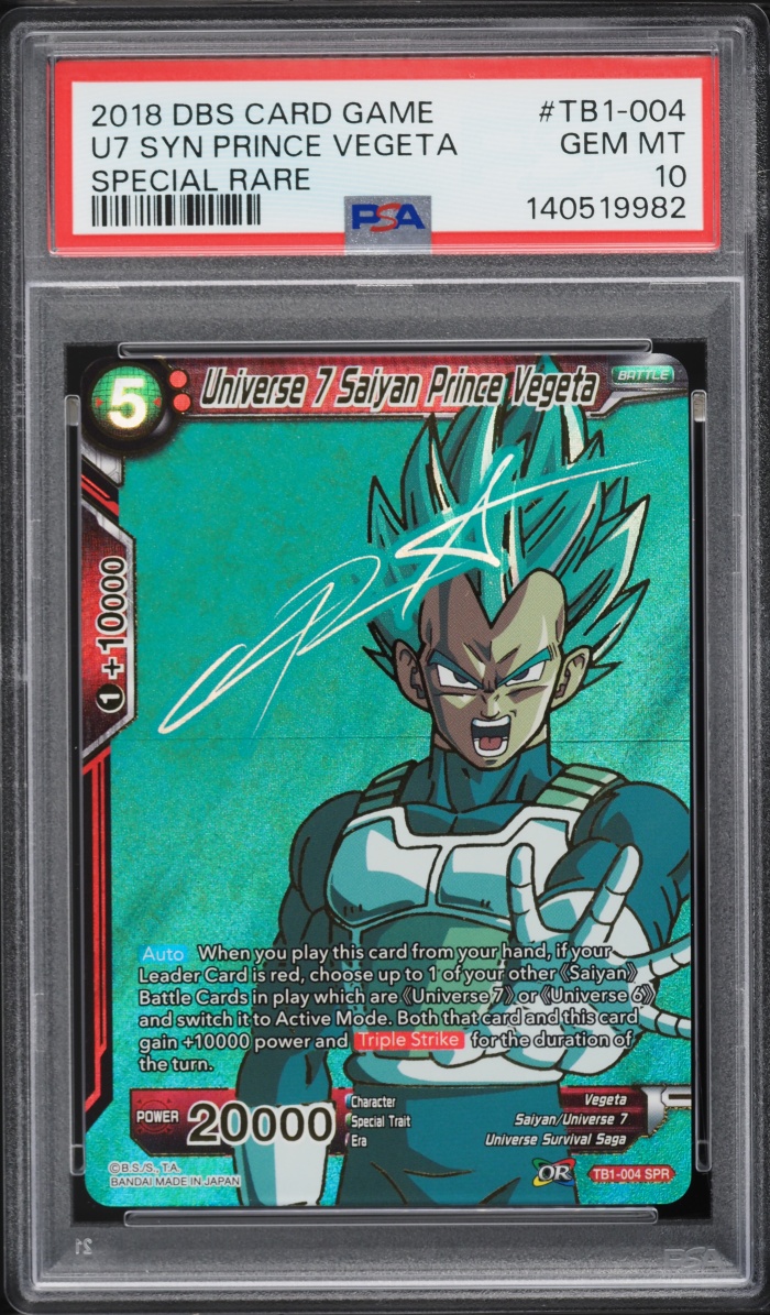 2018 Dragon Ball Super Tournament Of Power Universe 7 Saiyan Prince Vegeta SPR #TB1-004 PSA 10