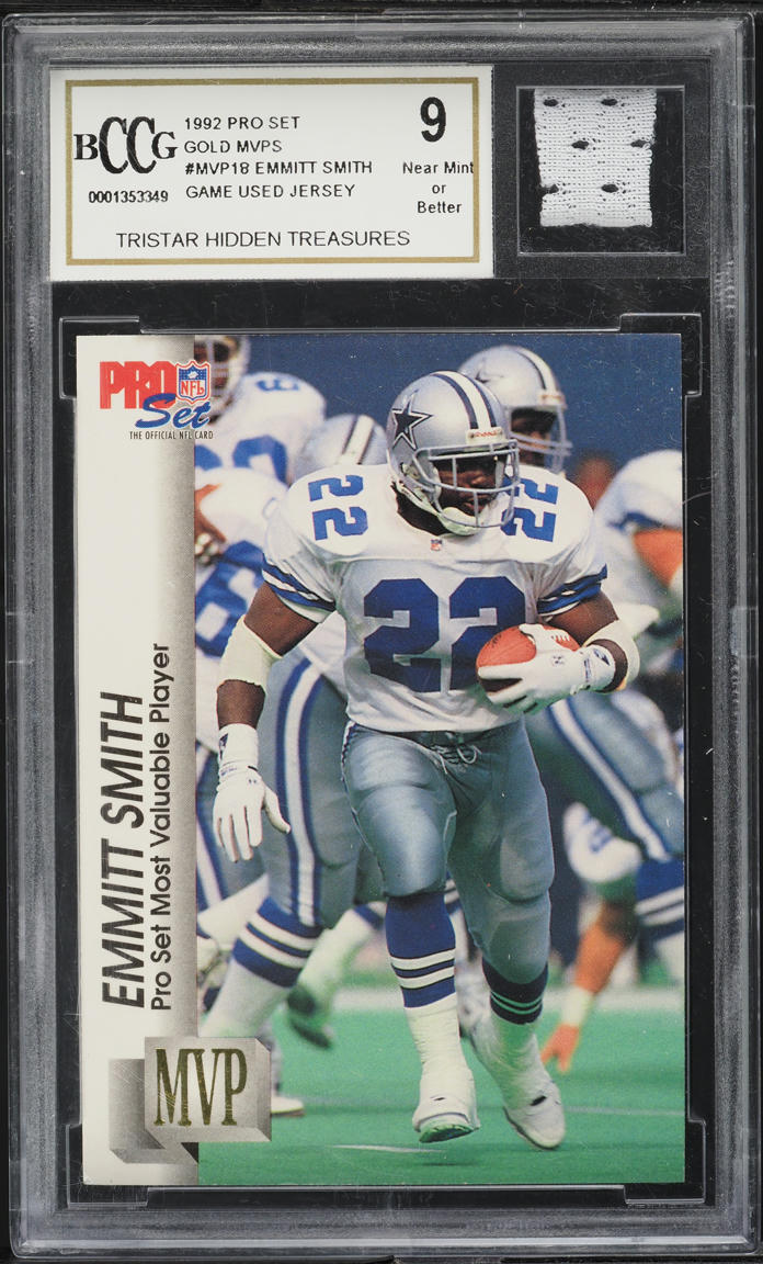 1992 Pro Set Gold MVPs Emmitt Smith GAME-USED PATCH #MVP18 BCCG 9