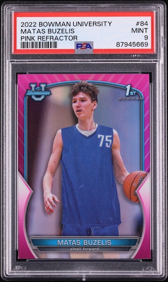 2022 Bowman University Pink Refractor Matas Buzelis ROOKIE #84 PSA 9 MINT