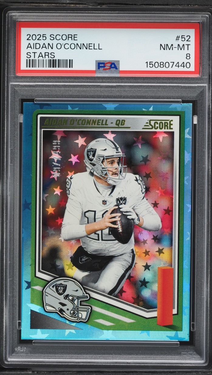 2025 Score Stars Aidan O'Connell /499 #52 PSA 8 NM-MT