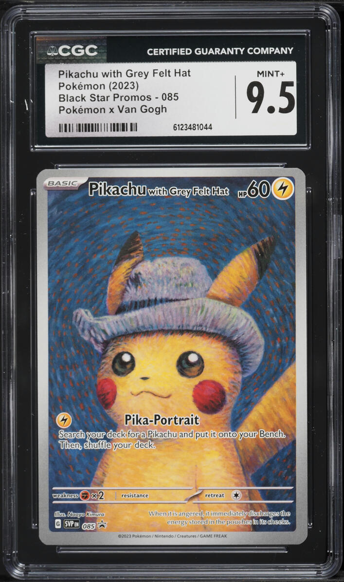 2023 Pokemon Scarlet & Violet Promo Van Gogh Pikachu With Grey Felt Hat #85 CGC 9.5 MINT+