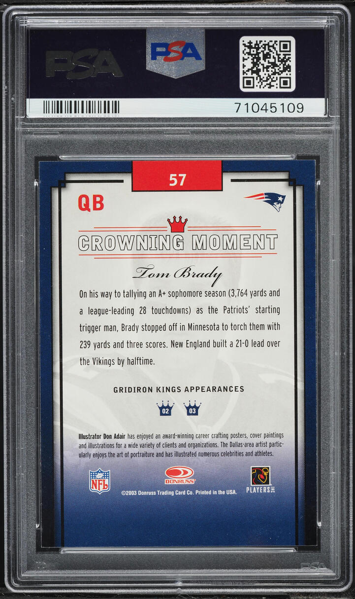 2003 Donruss Gridiron Kings Tom Brady #57 PSA 10 GEM MINT