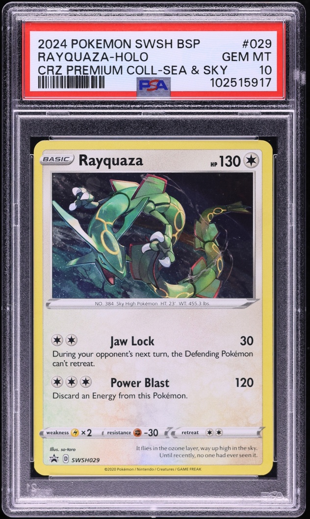 2024 Pokemon Sword & Shield Promo Premium Sea & Sky Holo Rayquaza #29 PSA 10 GEM MINT