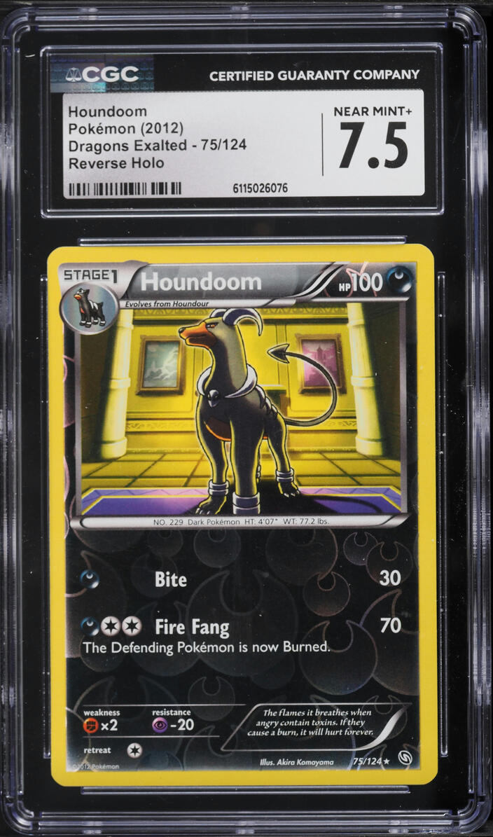 2012 Pokemon Black & White Dragons Exalted Reverse Holo Houndoom #75 CGC 7.5 NRMT+