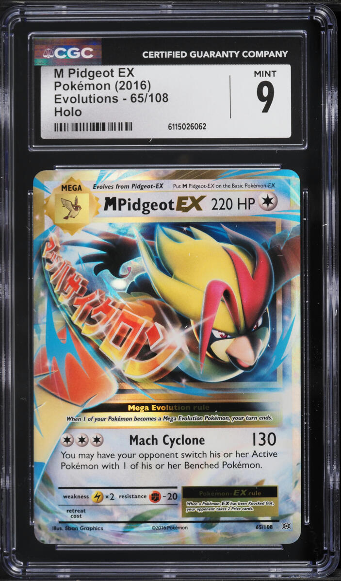2016 Pokemon XY Evolutions Holo M Pidgeot EX #65 CGC 9 MINT