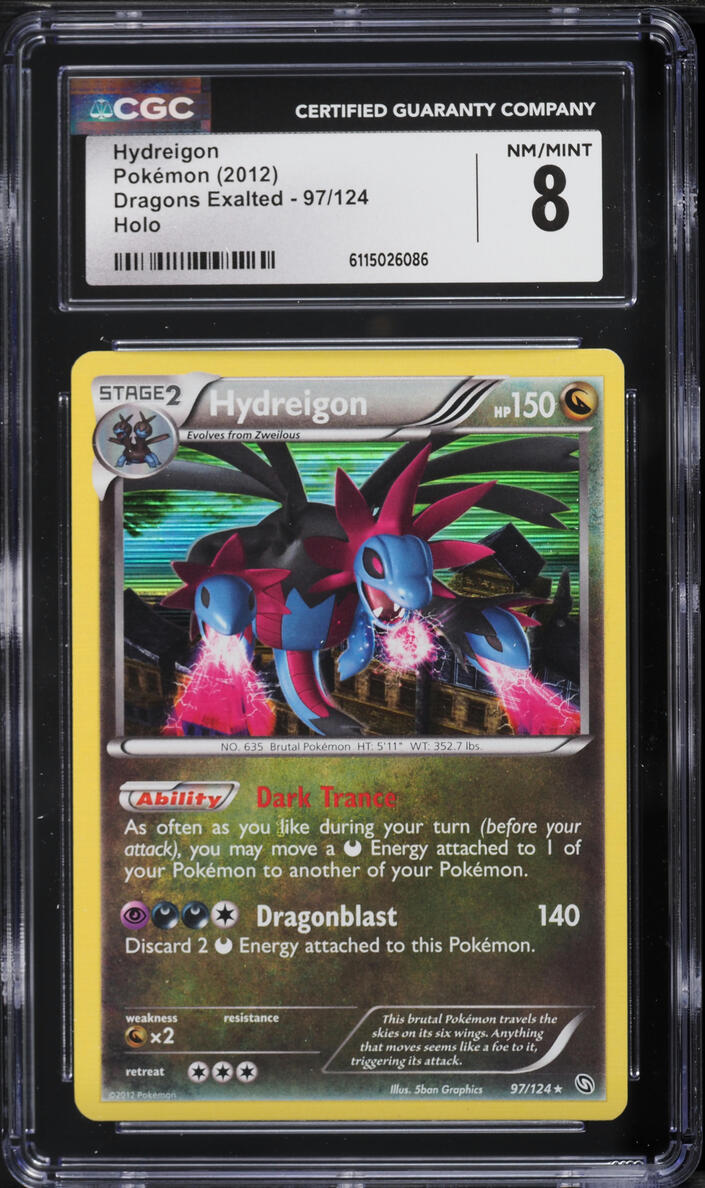 2012 Pokemon Black & White Dragons Exalted Holo Hydreigon #97 CGC 8 NM-MT