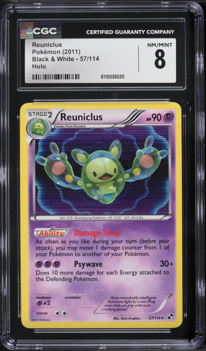 2011 Pokemon Black & White Holo Reuniclus #57 CGC 8 NM-MT