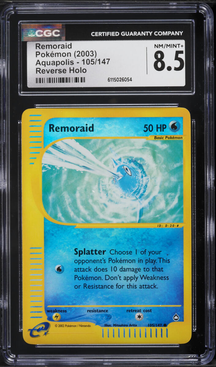 2003 Pokemon Aquapolis Reverse Holo Remoraid #105 CGC 8.5 NM-MT+