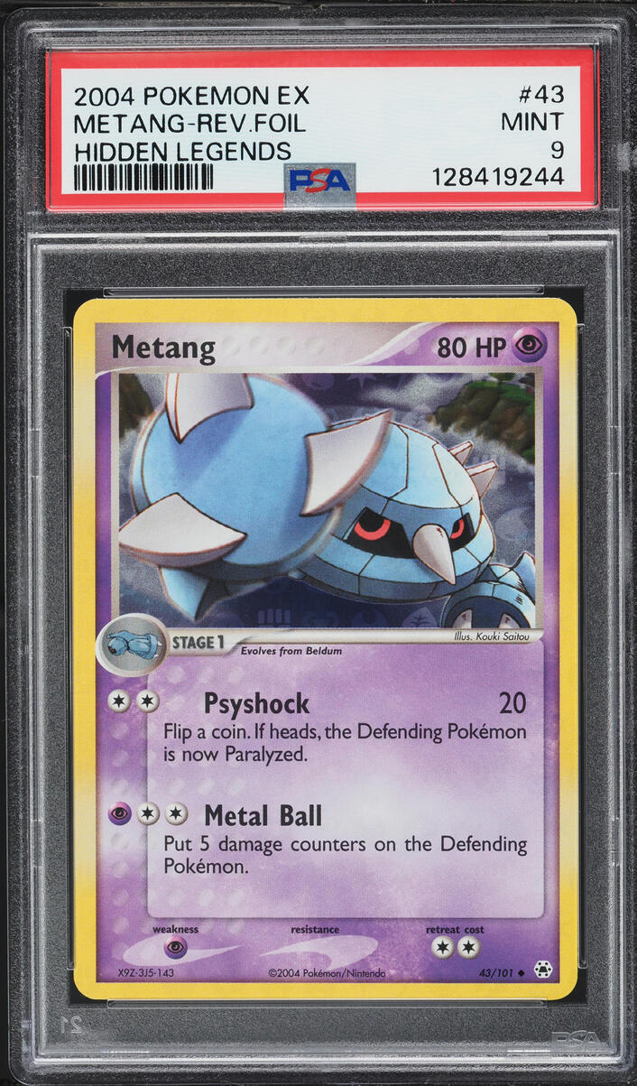 2004 Pokemon EX Hidden Legends Reverse Holo Metang #43 PSA 9 MINT