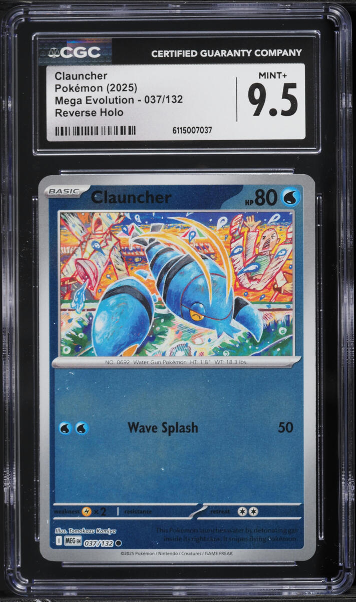 2025 Pokemon Mega Evolution Reverse Holo Clauncher #37 CGC 9.5 MINT+