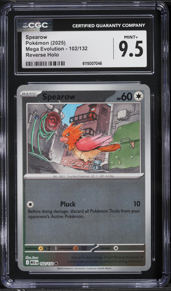 2025 Pokemon Mega Evolution Reverse Holo Spearow #102 CGC 9.5 MINT+