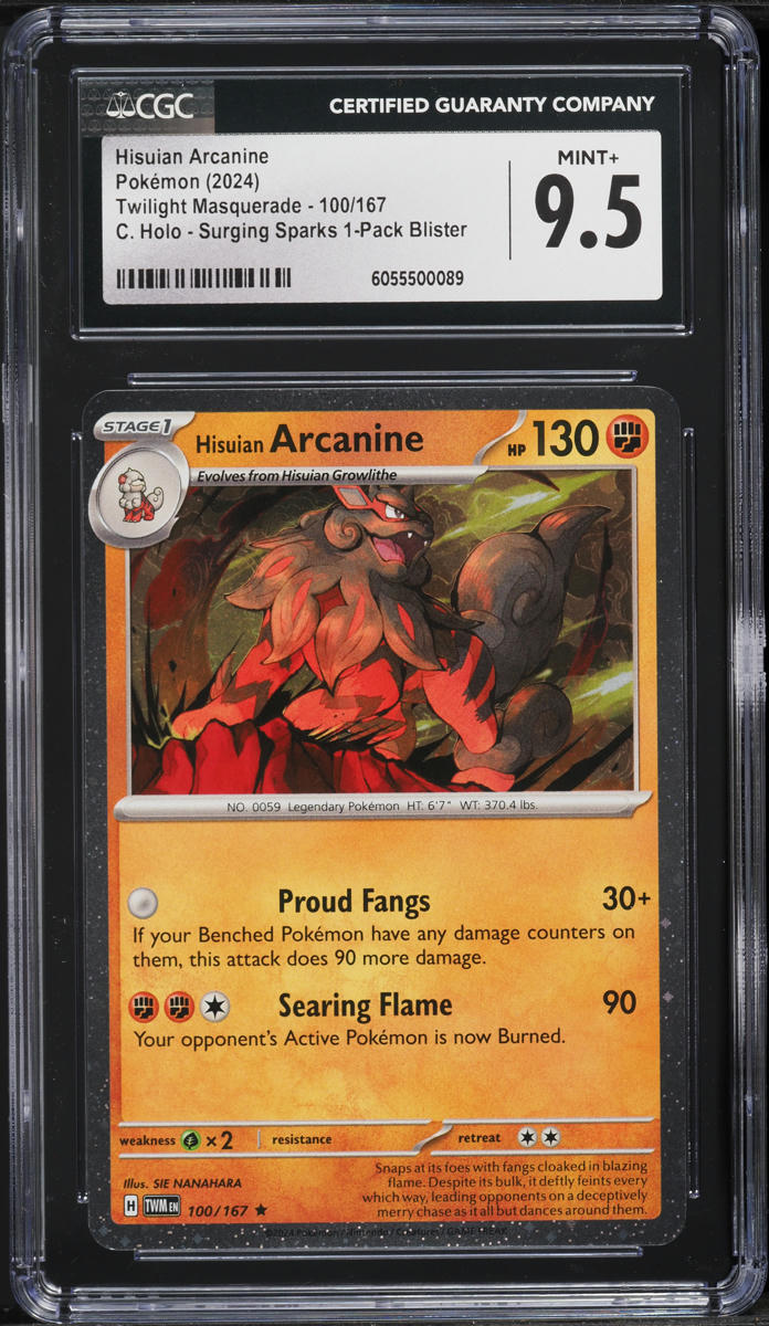 2024 Pokemon SV Promo Twilight Masquerade Surging Sparks Holo Hisuian Arcanine #100 CGC 9.5
