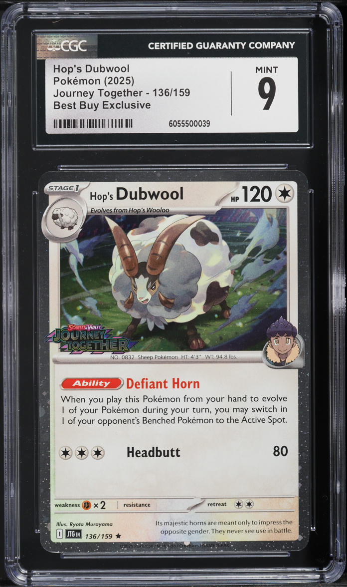 2025 Pokemon SV Journey Together Best Buy Exclusive Hop's Dubwool #136 CGC 9 MINT