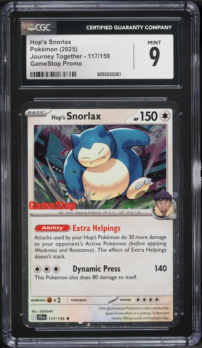 2025 Pokemon SV Journey Together GameStop Promo Hop's Snorlax #117 CGC 9 MINT