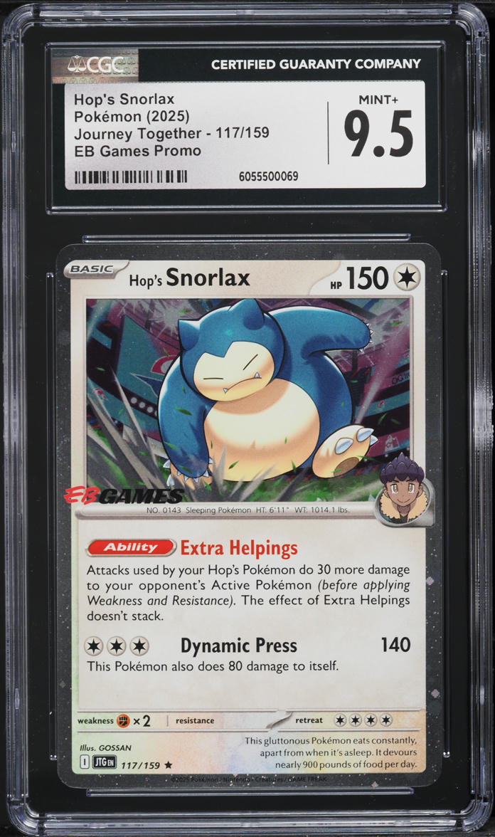 2025 Pokemon SV Journey Together EB Games Promo Hop's Snorlax #117 CGC 9.5 MINT+