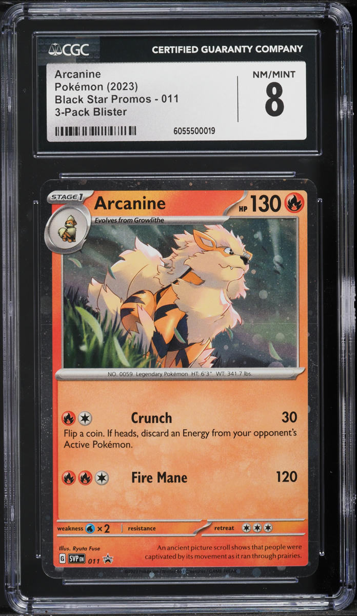 2023 Pokemon Scarlet & Violet Promo 3-Pack Blister Arcanine #011 CGC 8 NM-MT