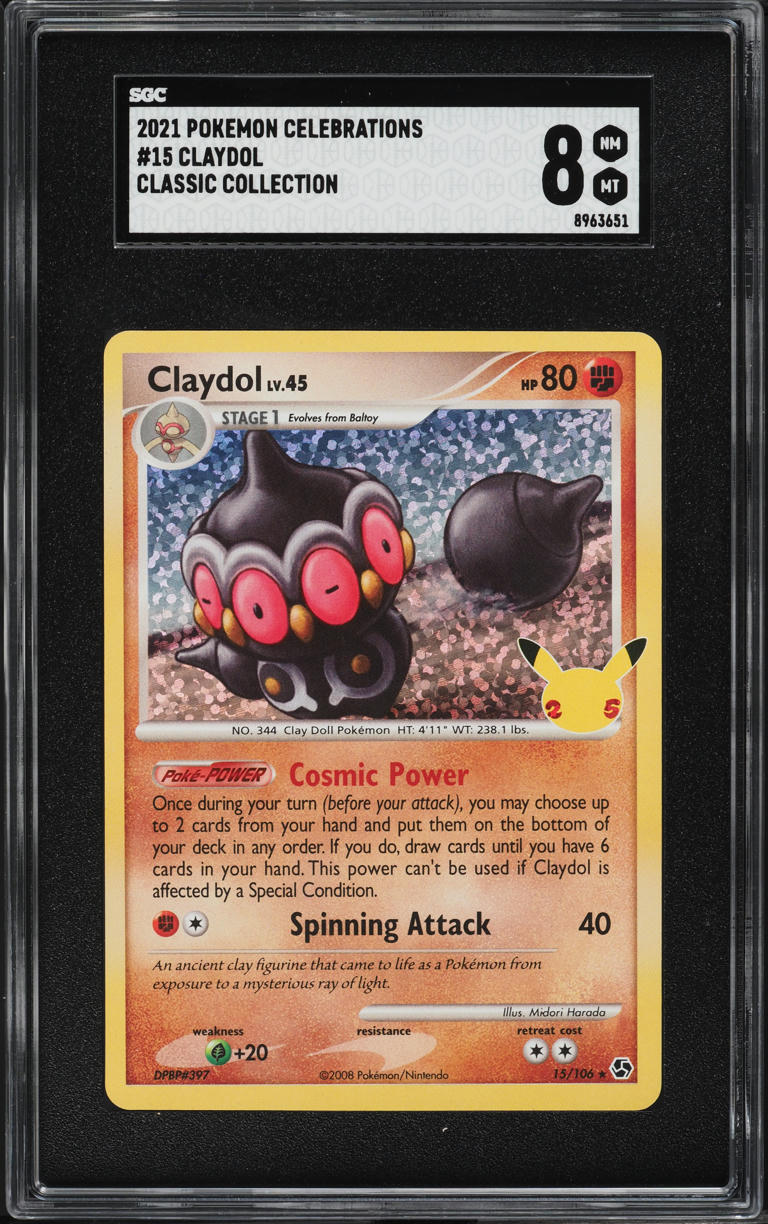 2021 Pokemon Sword & Shield Celebrations Classic Collection Holo Claydol #15 SGC 8 NM-MT