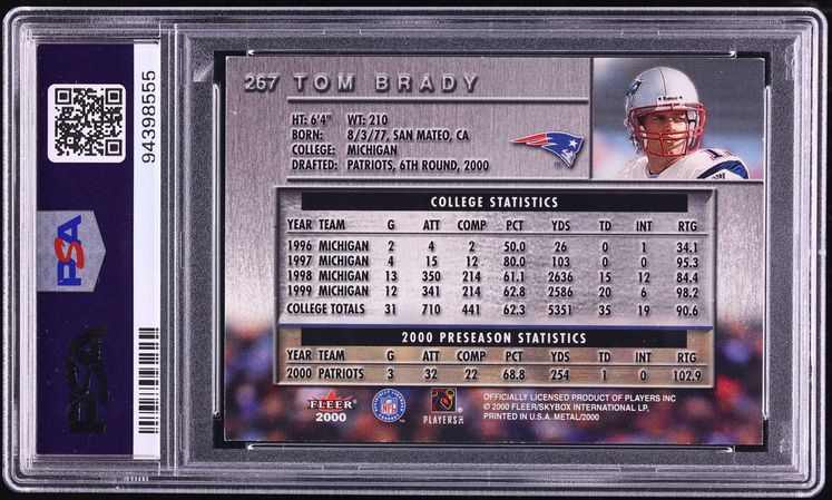 2000 Metal TB12 Collection Tom Brady ROOKIE AUTO DNA 10 #267 PSA AUTH