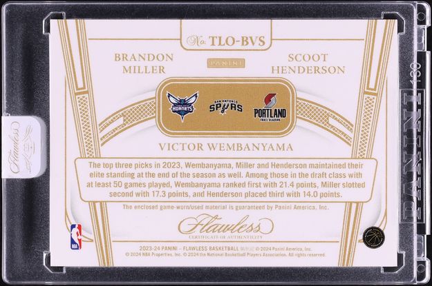 2023 Flawless Triple Brandon Miller Victor Wembanyama Scoot RC LOGOMAN PATCH 1/1