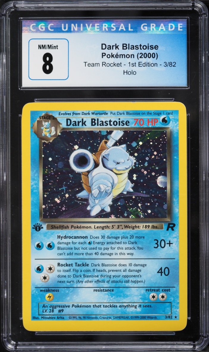 2000 Pokemon Team Rocket 1st Edition Holo Dark Blastoise #3 CGC 8 NM-MT