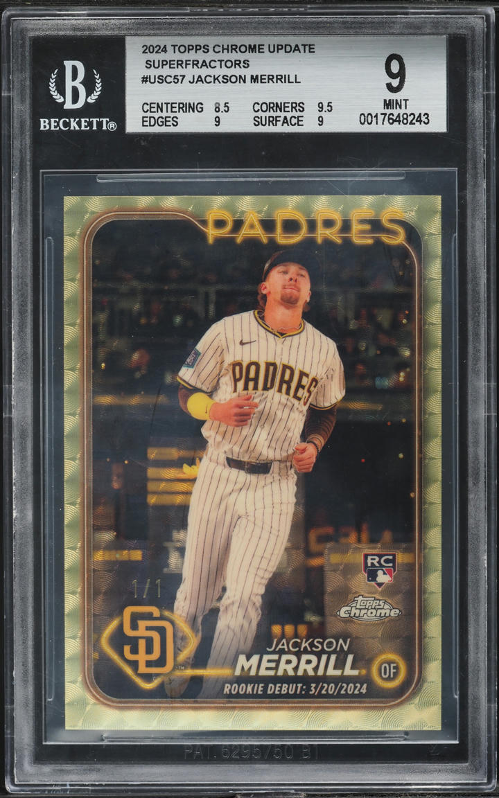 2024 Topps Chrome Update Superfractor Jackson Merrill ROOKIE 1/1 #USC57 BGS 9 MINT - Photo 1