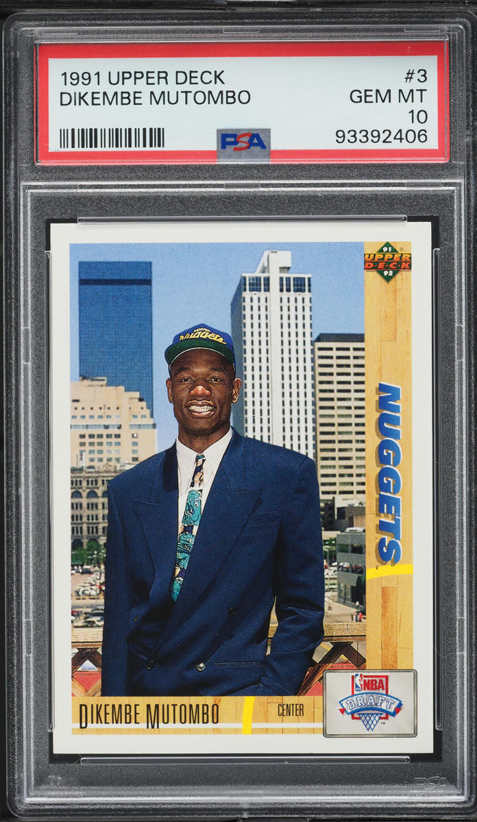 1991 Upper Deck Basketball Dikembe Mutombo ROOKIE #3 PSA 10 GEM MINT on ...