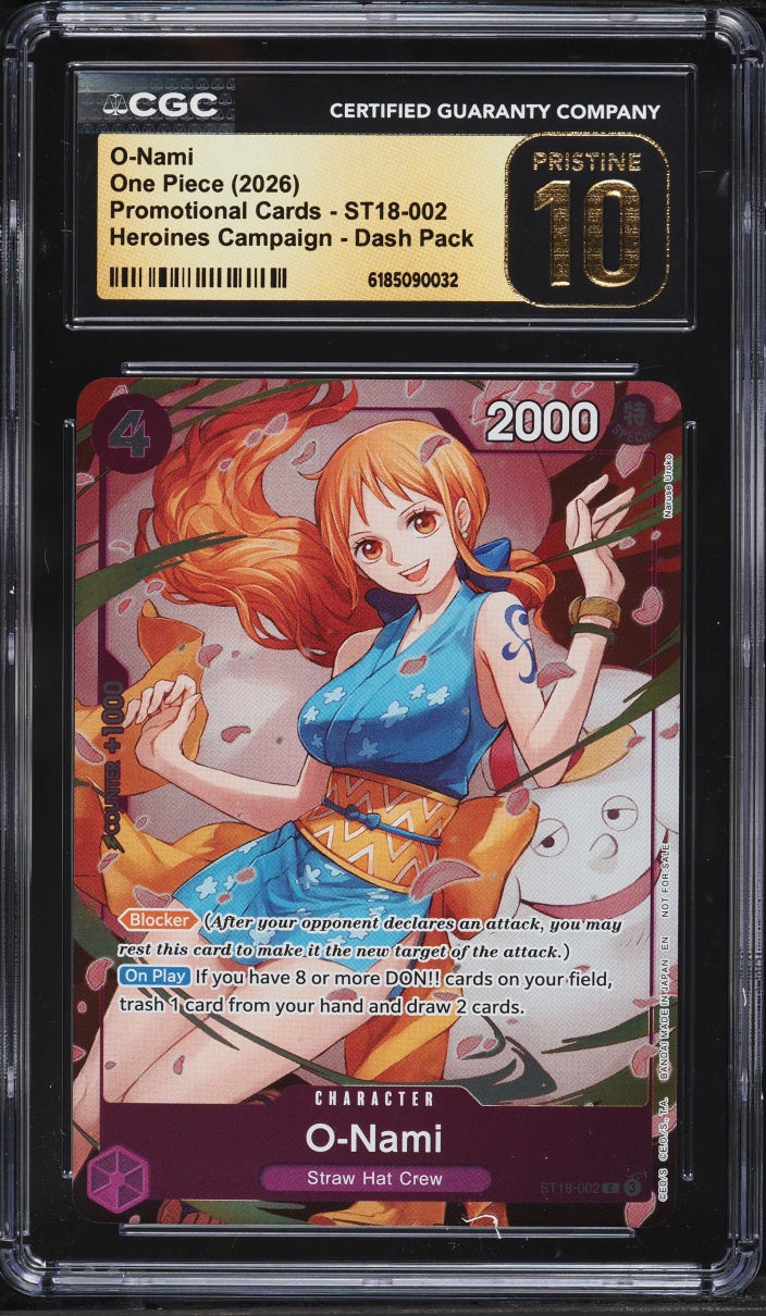 2026 One Piece Promo Heroines Campaign Dash Pack Alt Art O-Nami #ST18-002 CGC 10 PRISTINE