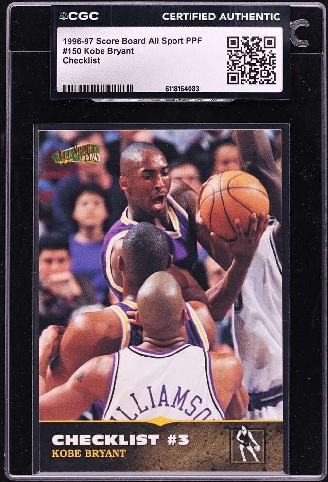 1996 Score Board All Sport PPF Checklist Kobe Bryant ROOKIE #150 CGC AUTH