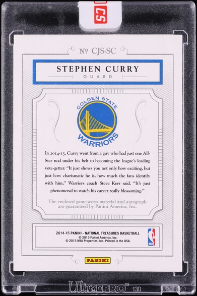 2014 National Treasures Colossal Stephen Curry PATCH AUTO /35 #CJS-SC - Photo 2