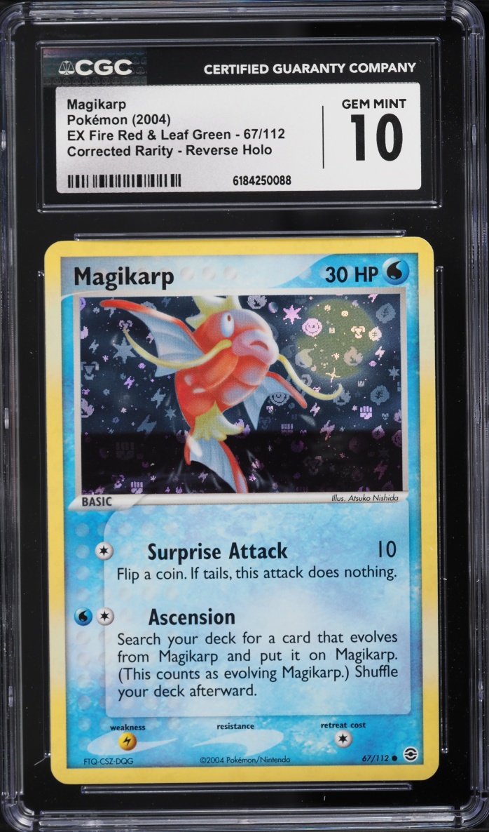 2004 Pokemon EX Fire Red & Leaf Green Corrected Rarity Reverse Holo Magikarp #67 CGC 10 GEM