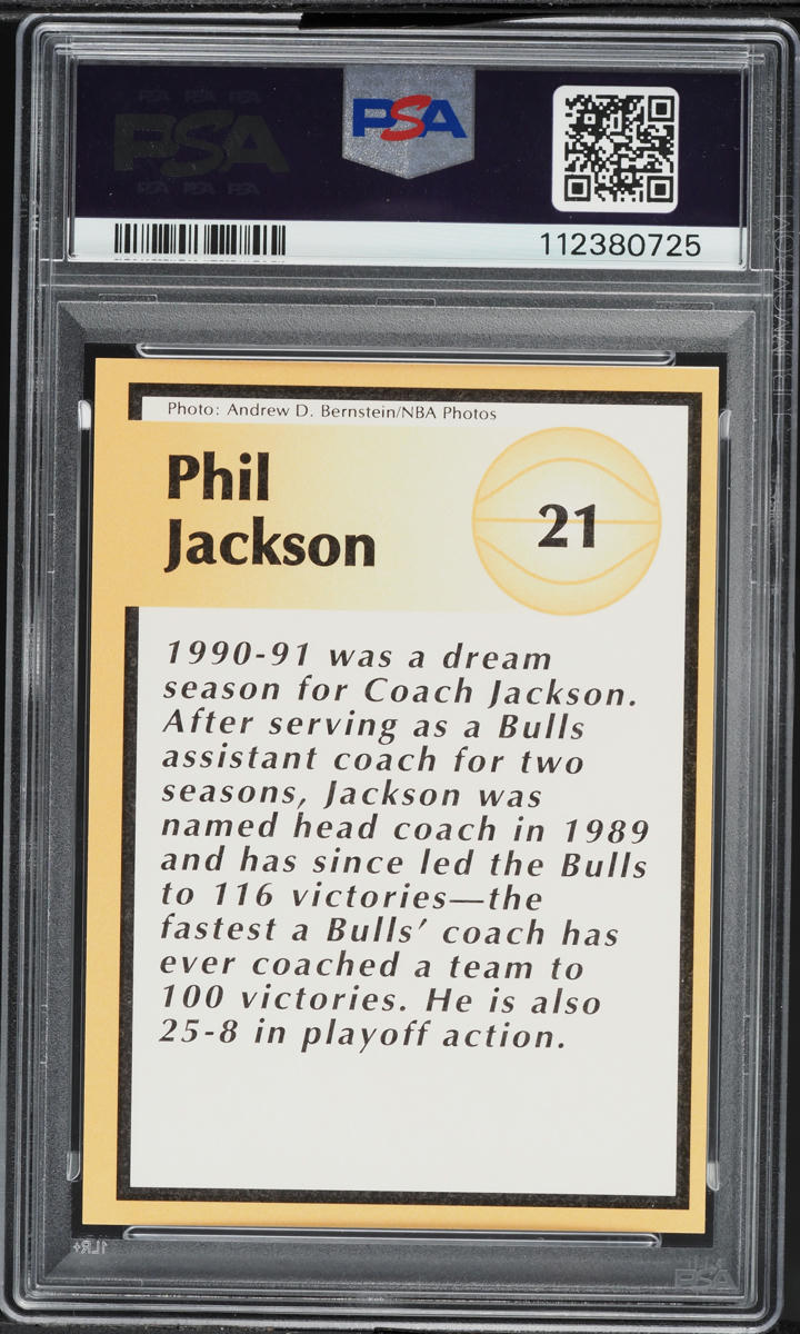 1991 Tuff Stuff Jr. Phil Jackson w/ Michael Jordan HAND CUT #21 PSA 10 GEM MINT