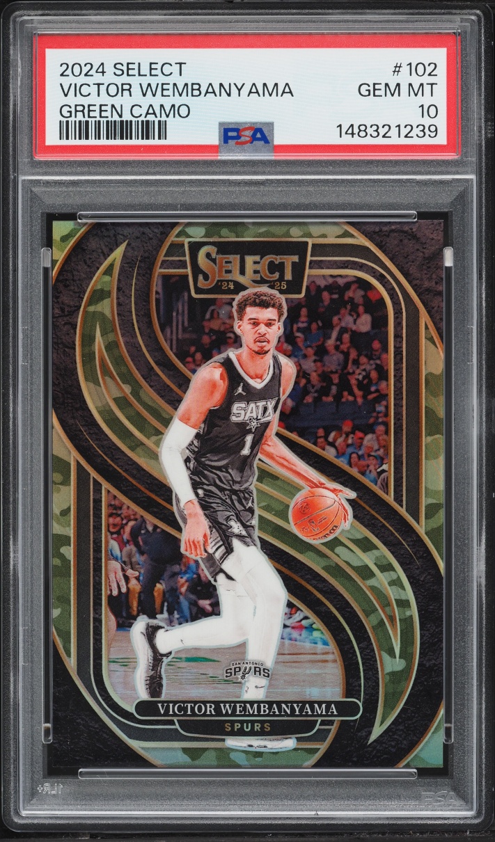 2024 Select Premier Level Green Camo Prizm Victor Wembanyama /125 #102 PSA 10 GEM MINT
